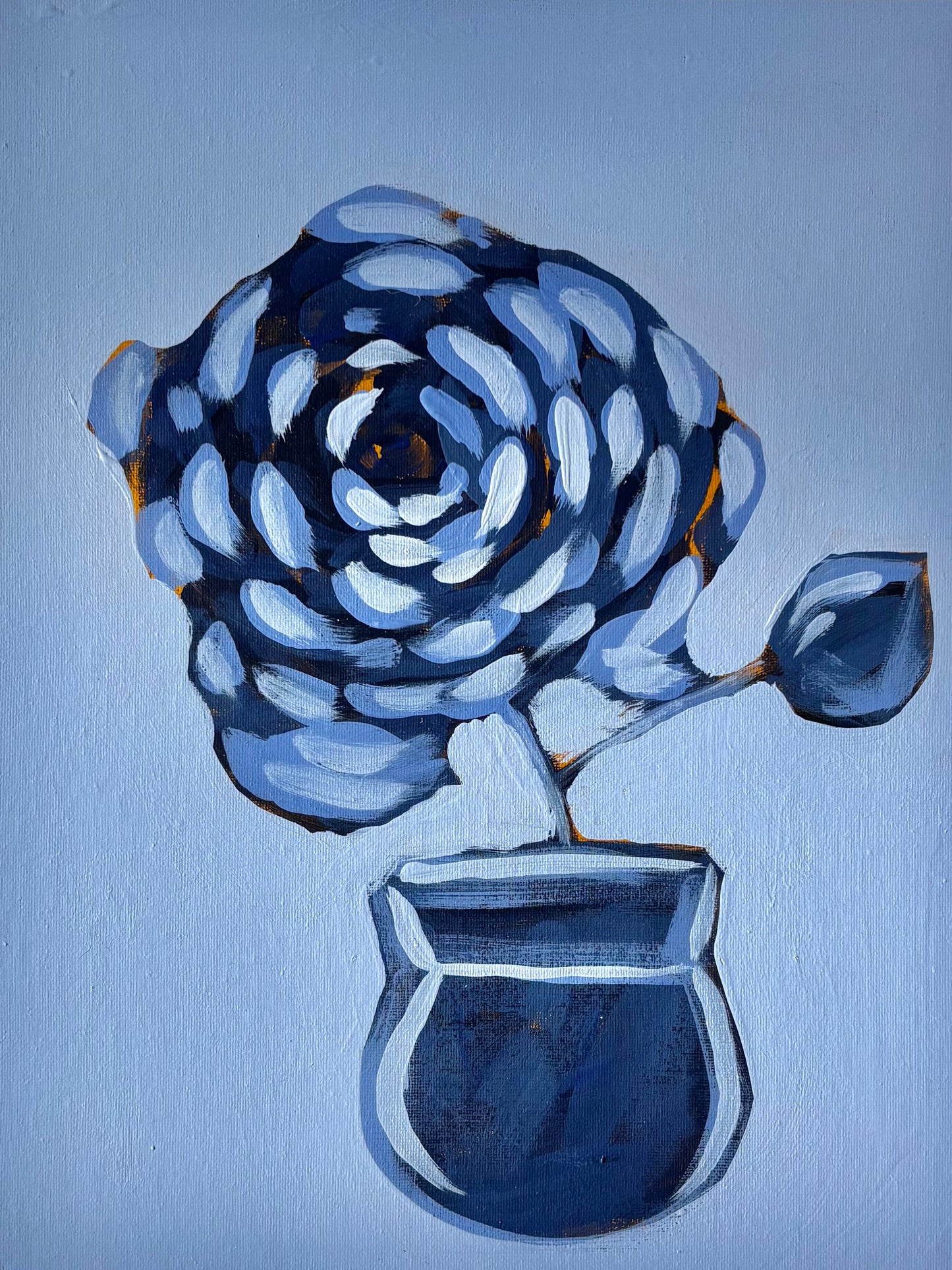Blue Ranunculus in Faceted Vase 11x14