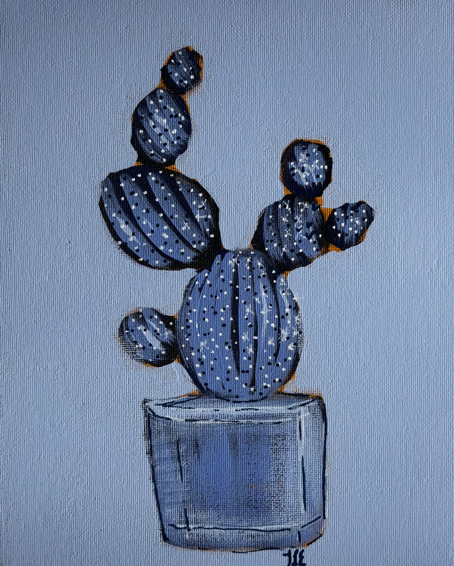 Blue Cactus in Planter 8x10