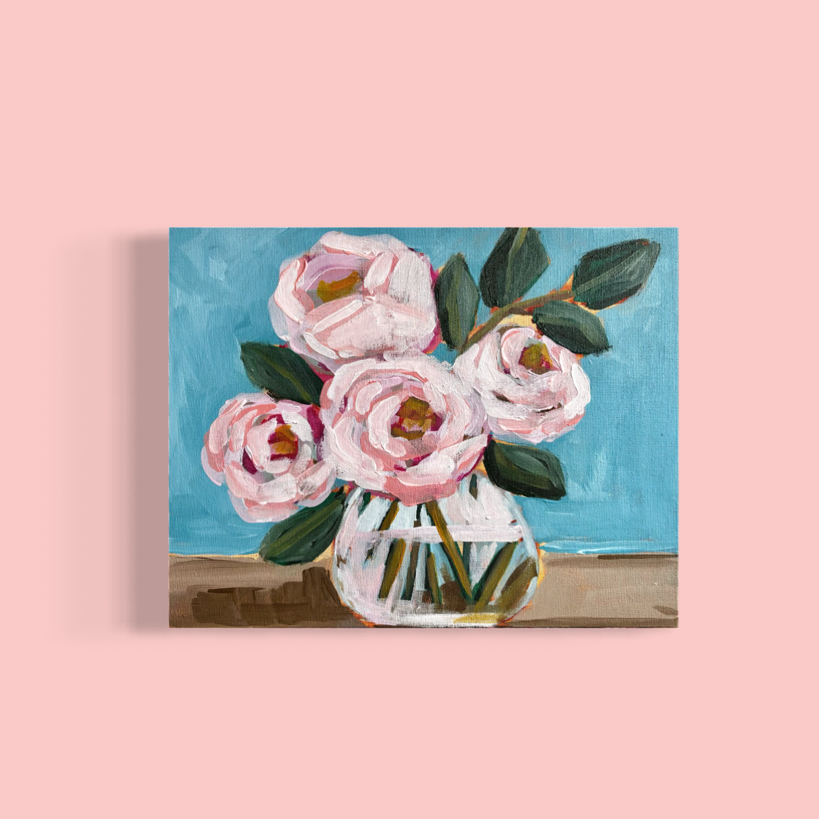 Blush Roses Blue Morning 11x14