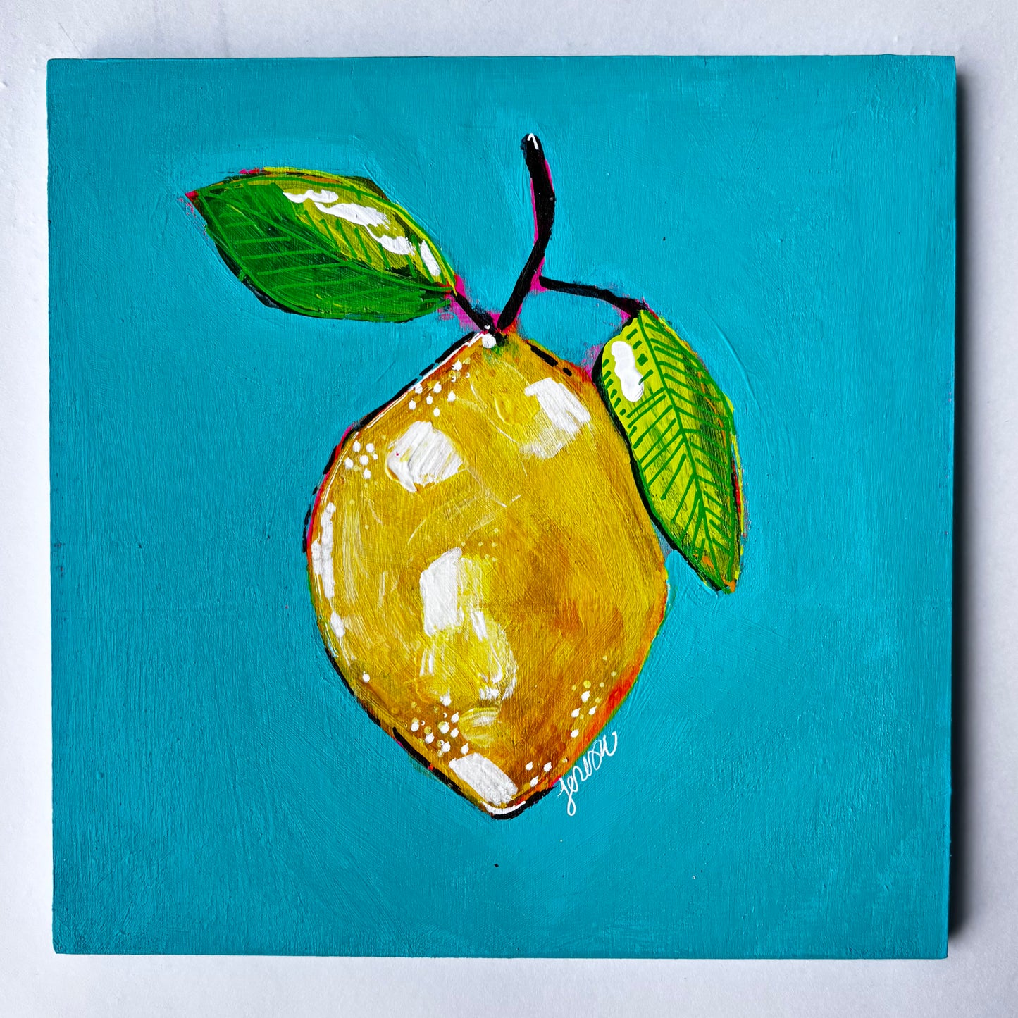 8x8" Lemon on Aqua