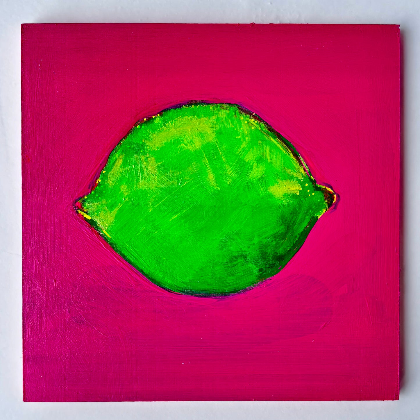 8x8" Lime on Fuschia