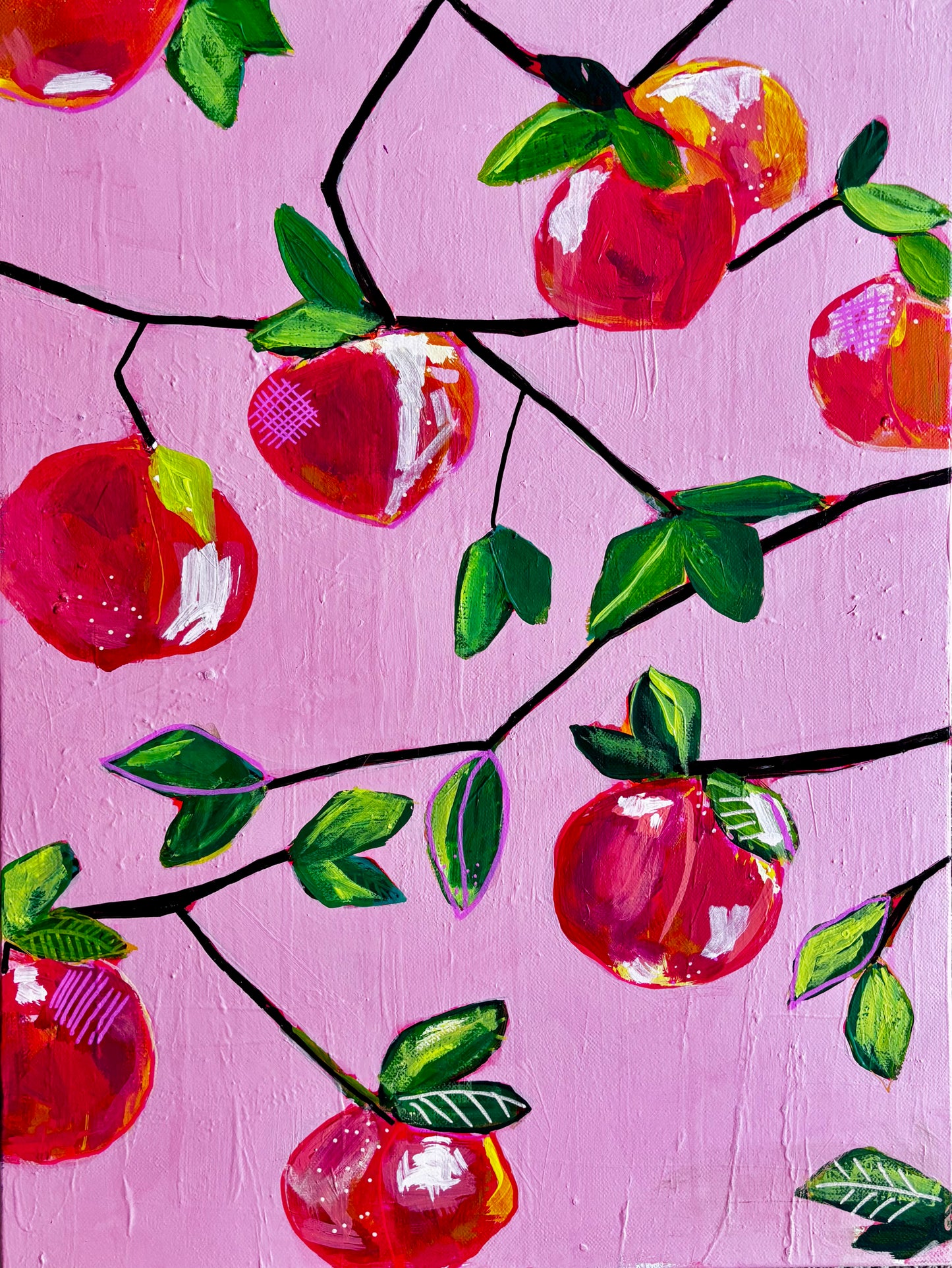 Peach Orchard View 18x24 on Canvas