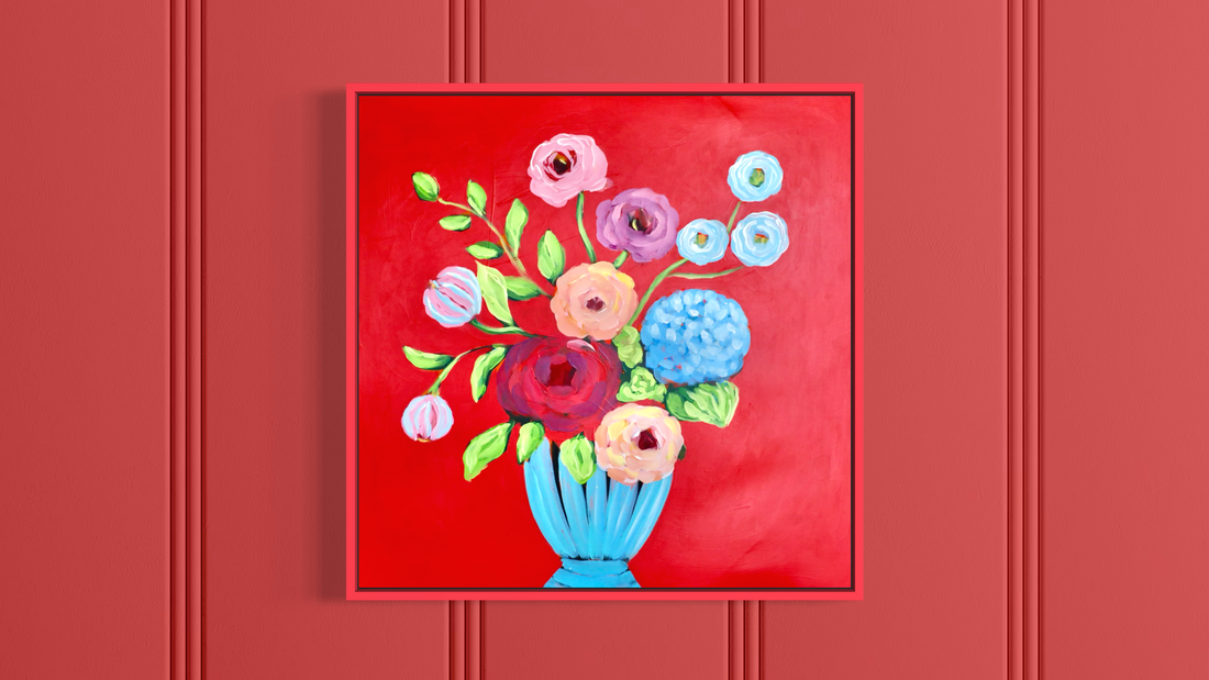Blue Vase Red Wall
