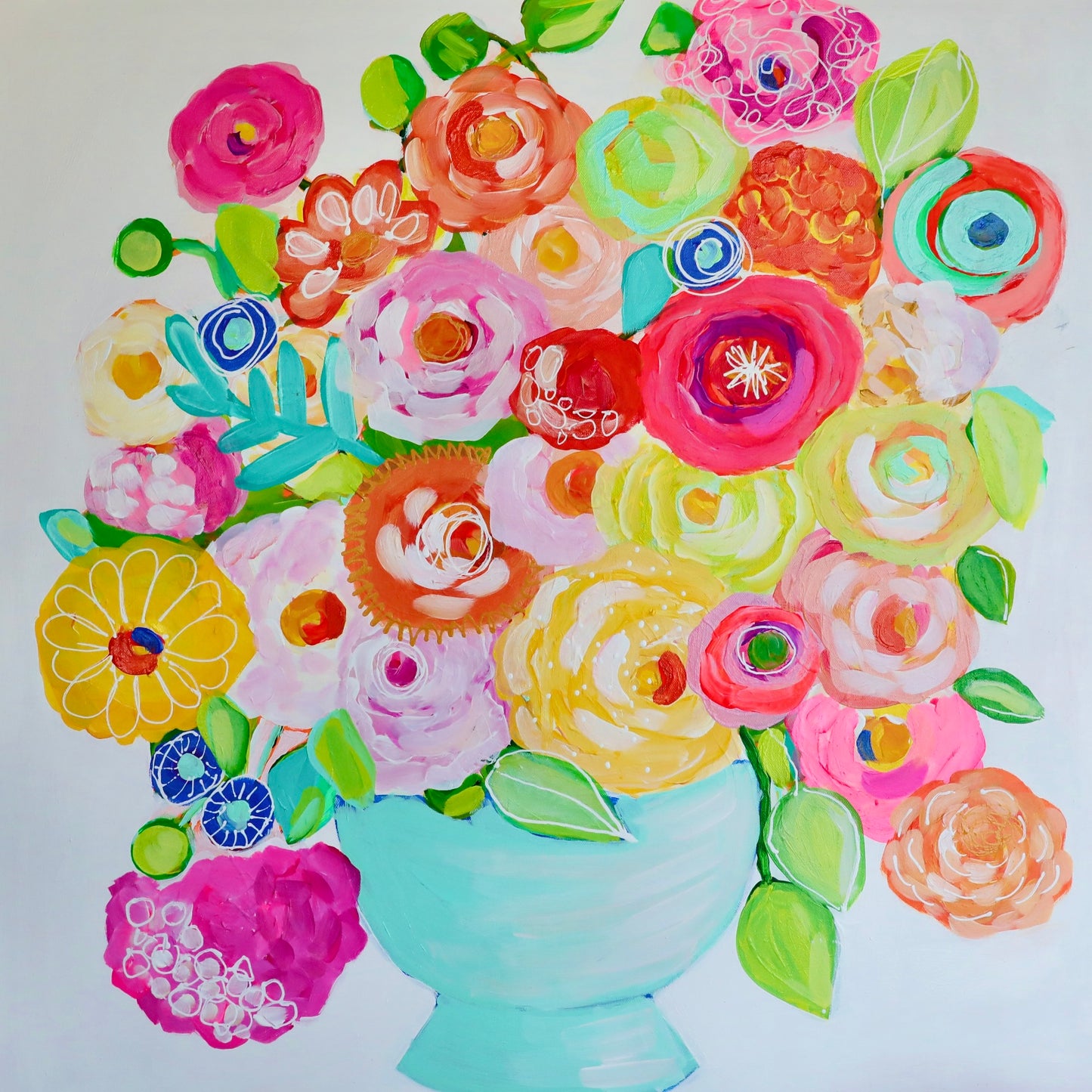 Peony Party 30x30 Framed