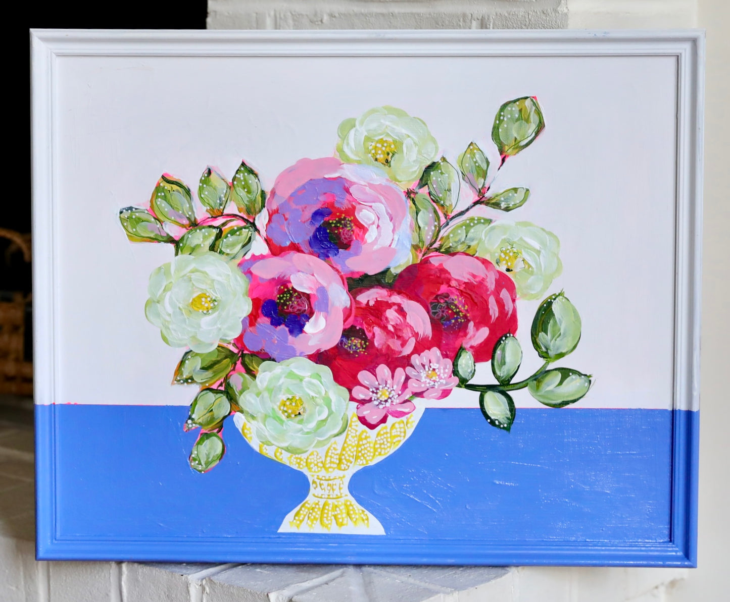 Floral Colorblock 16x20 Framed