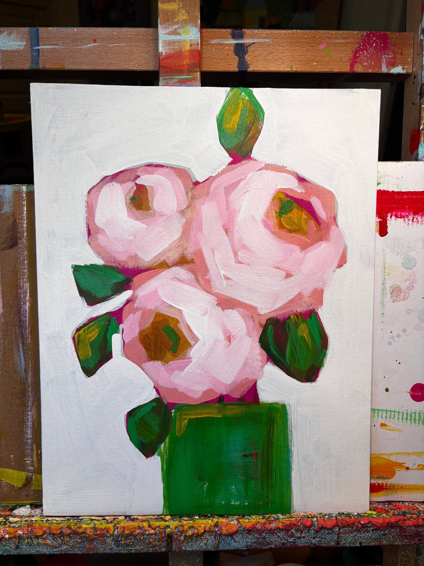 Rose Trio 11x14 original on canvas board framed