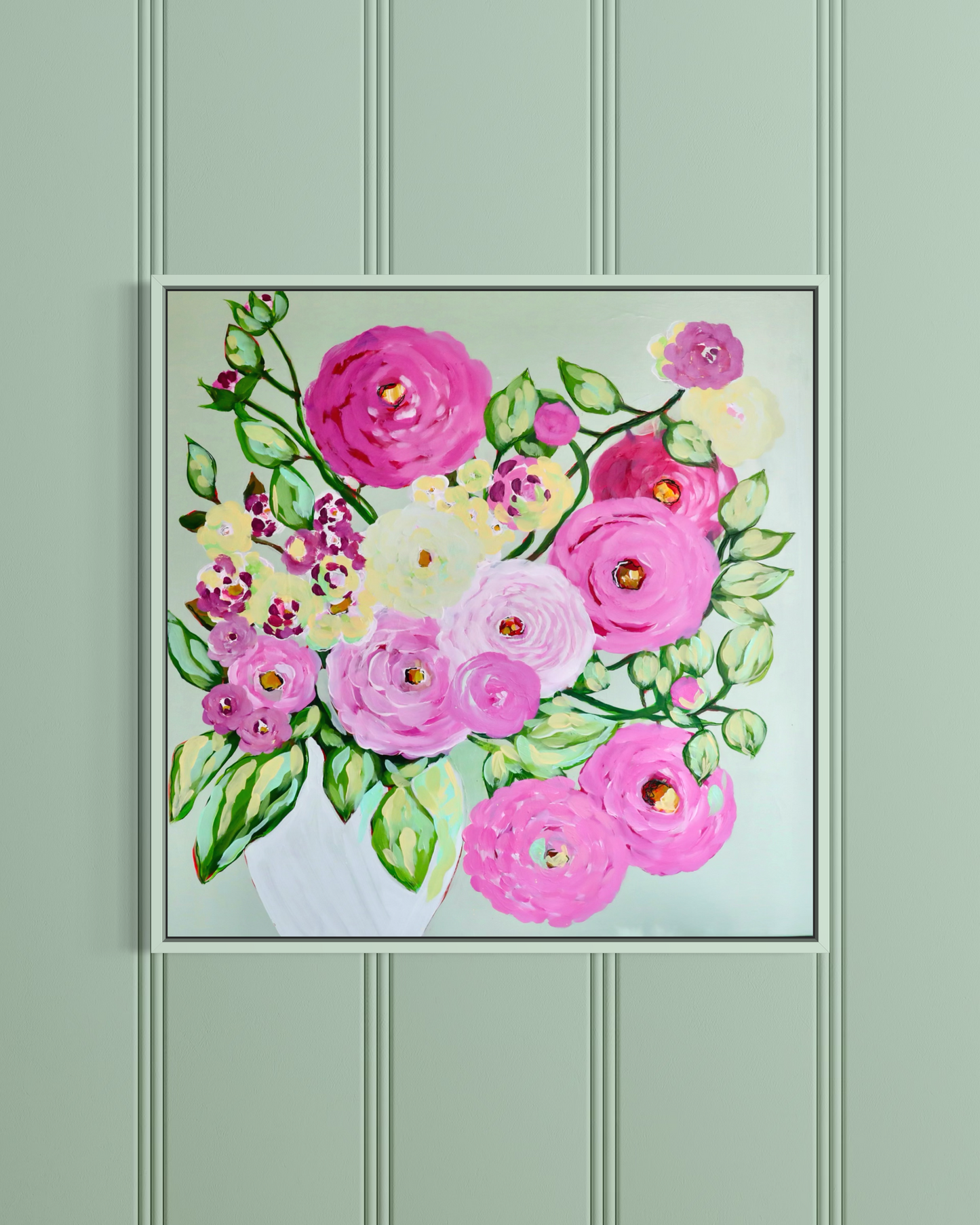 Sage Blush 30x30 Framed