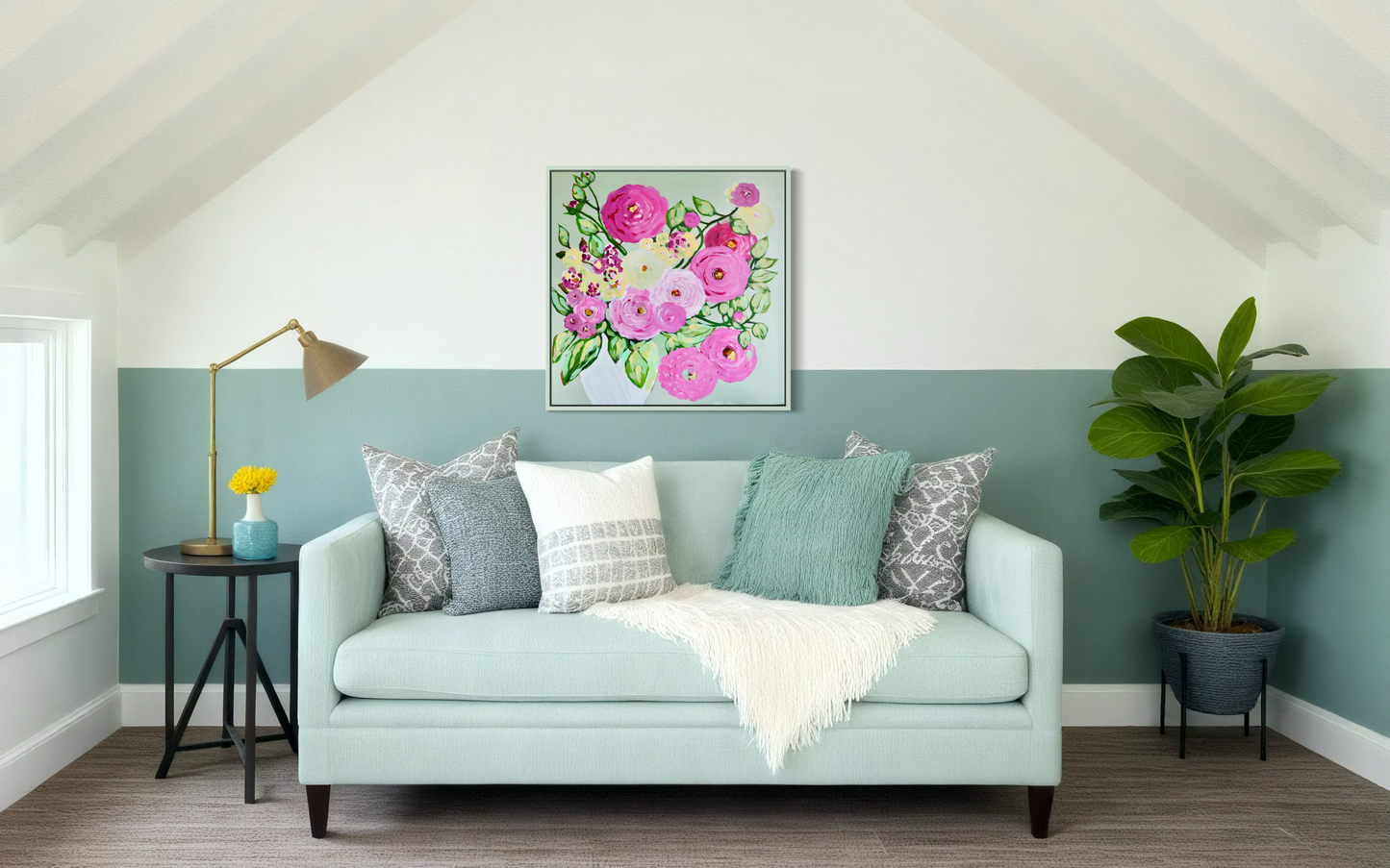 Sage Blush 30x30 Framed