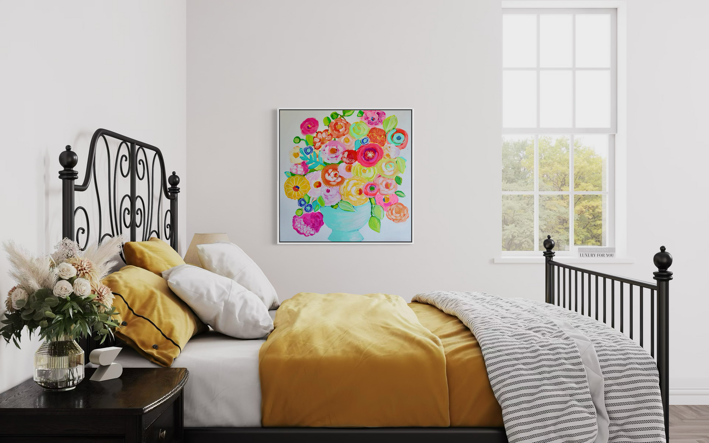 Peony Party 30x30 Framed