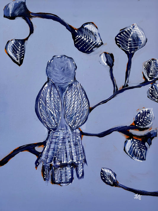 Songbird Among Blue Branches 11x14