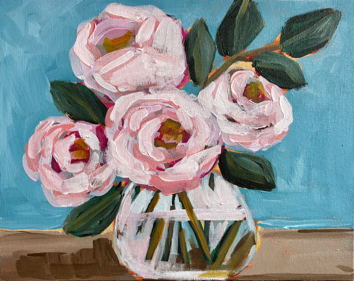Blush Roses Blue Morning 11x14