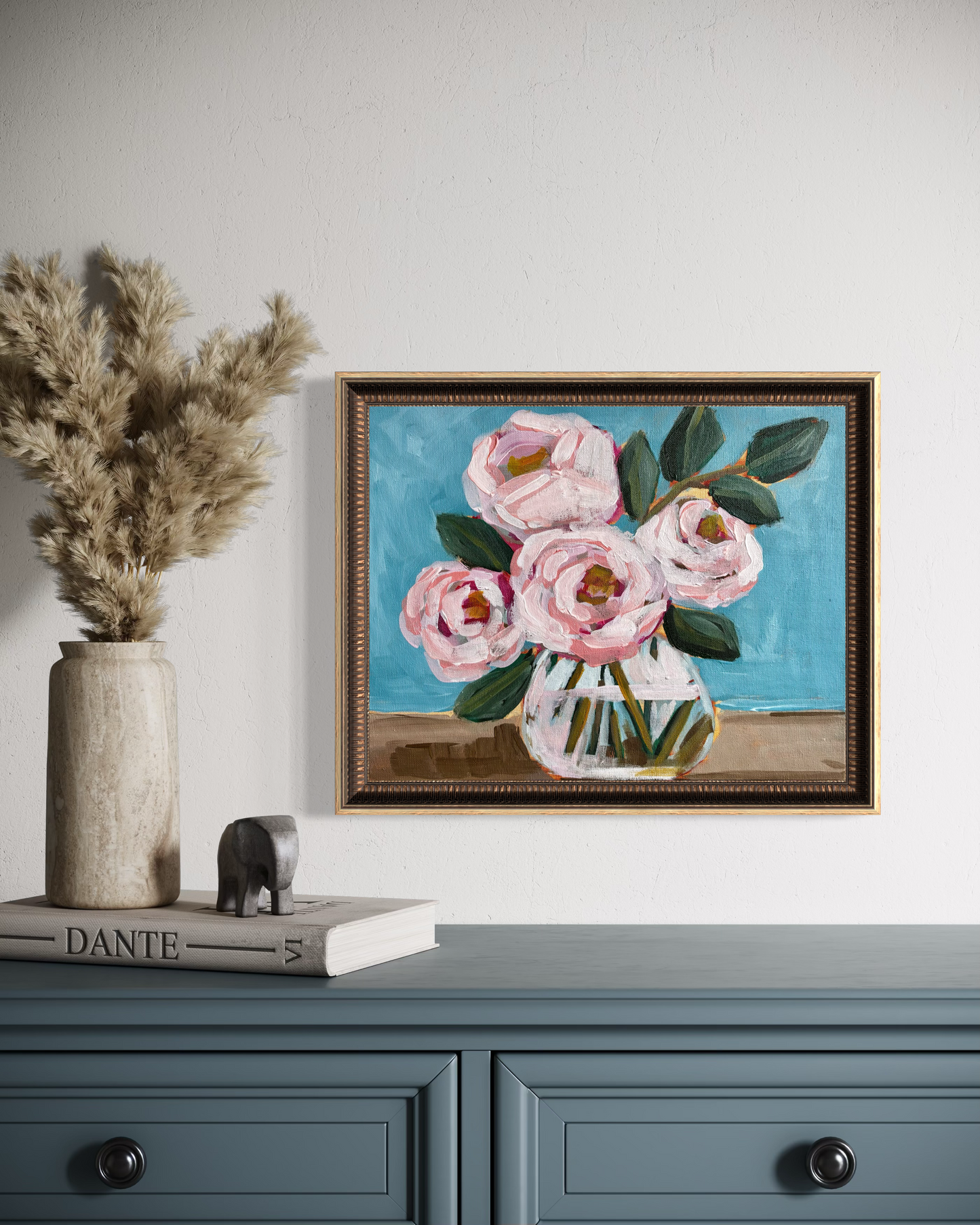 Blush Roses Blue Morning 11x14