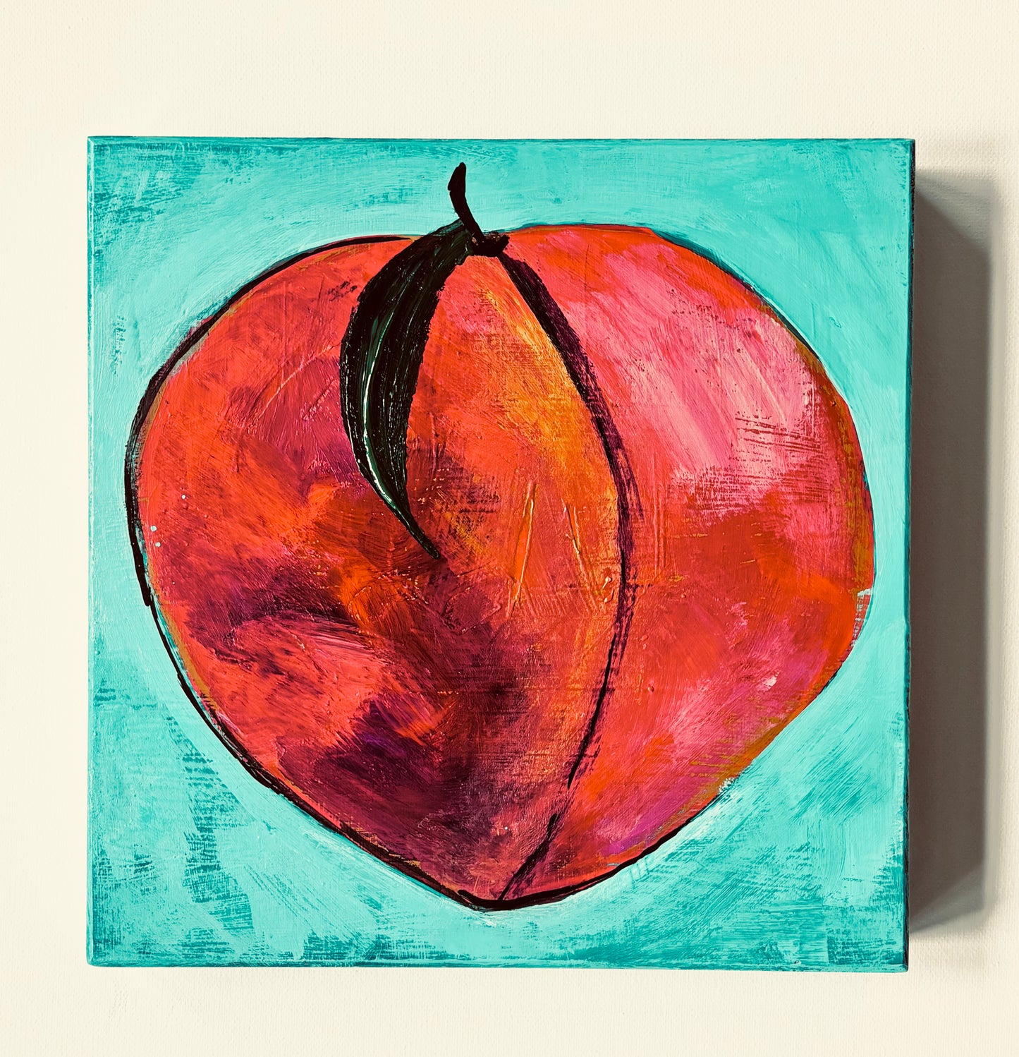 Large Single Peach 9x9" Canvas