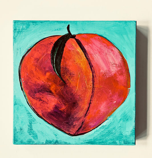 Large Single Peach 9x9" Canvas