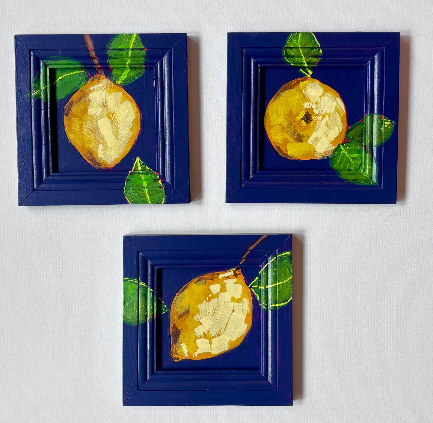 Lemon Triptych painting set of 3