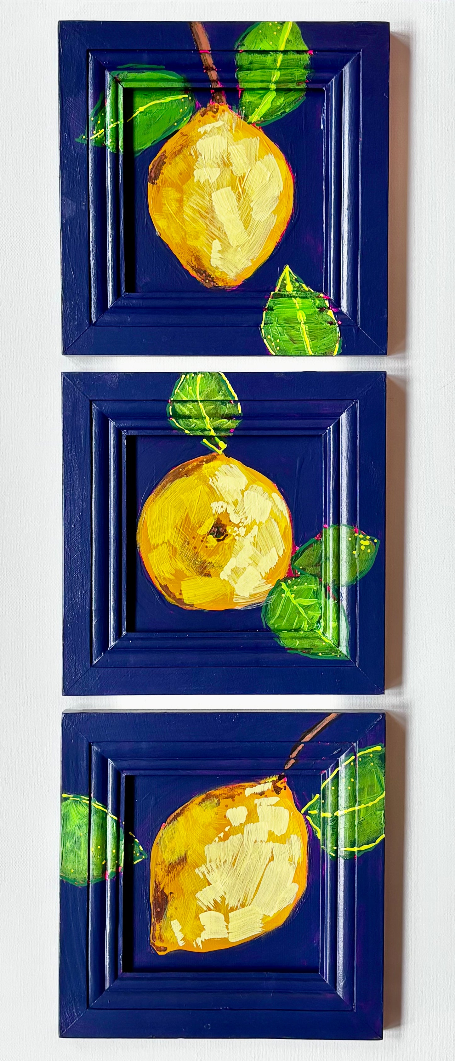 Lemon Triptych painting set of 3