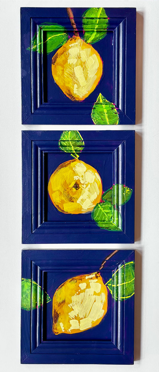 Lemon Triptych painting set of 3
