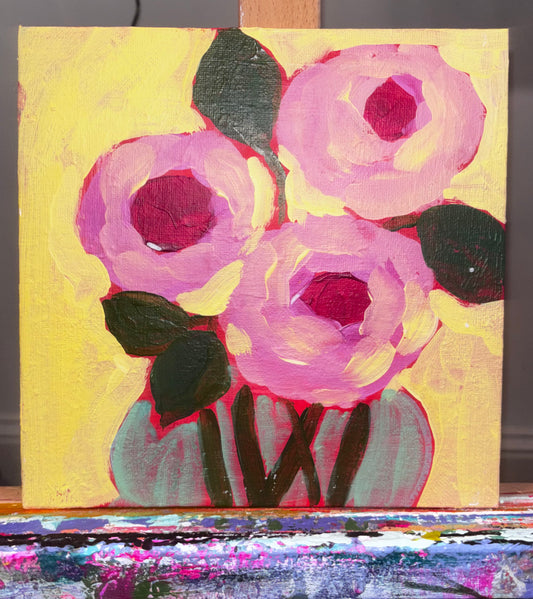 Sunny Pink Roses 8x8