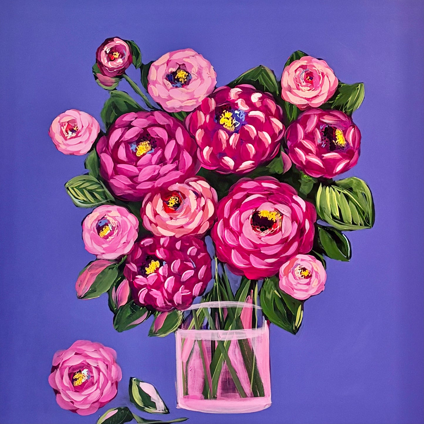 Periwinkle & Peonies 30x30"